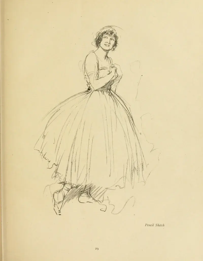 A pencil sketch of a woman