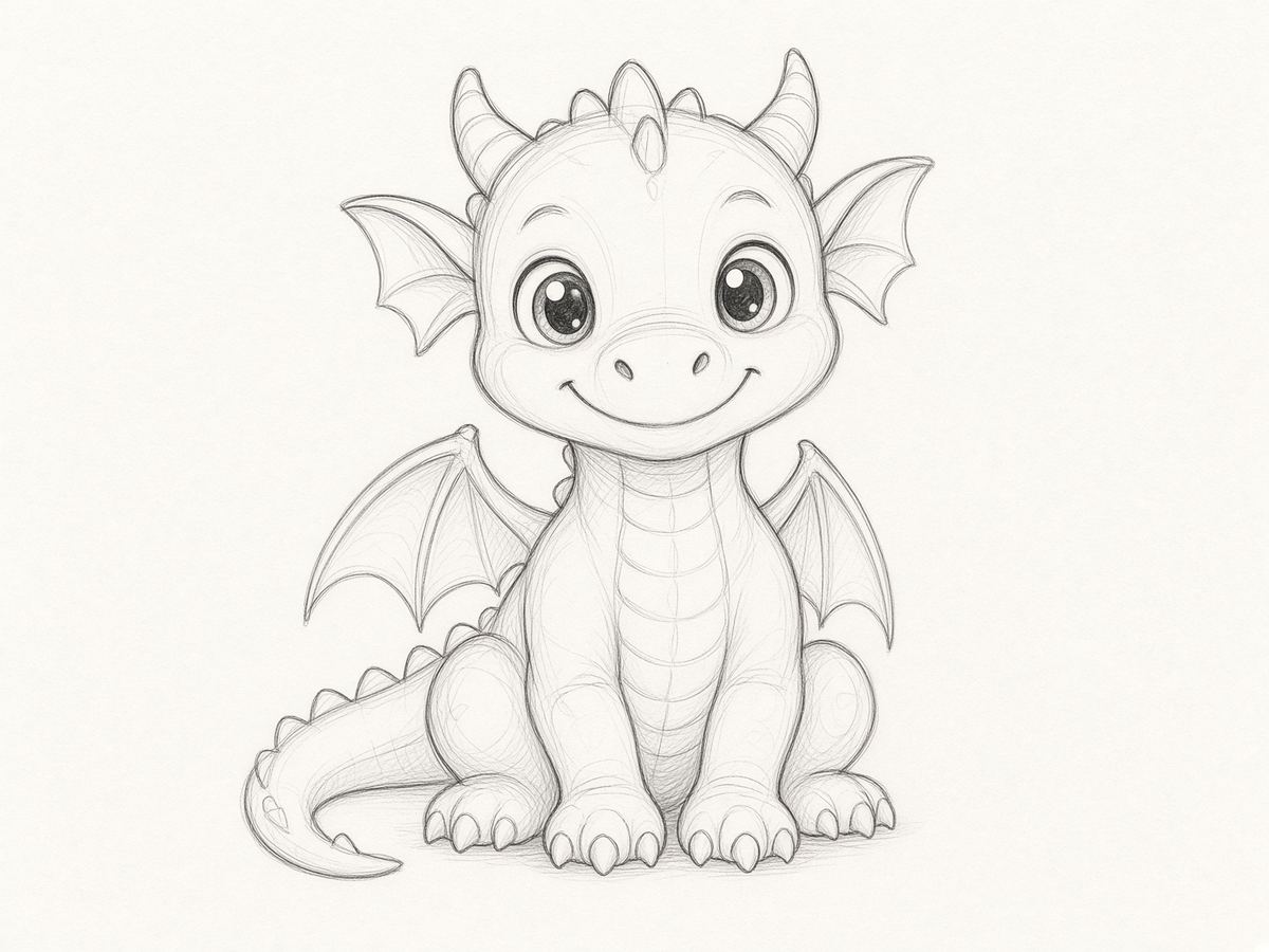 how to draw a cute cartoon dragon step by step
