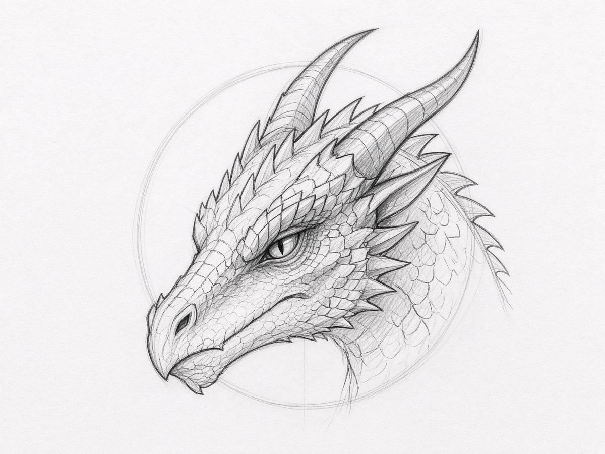 how to draw a dragon head step by step