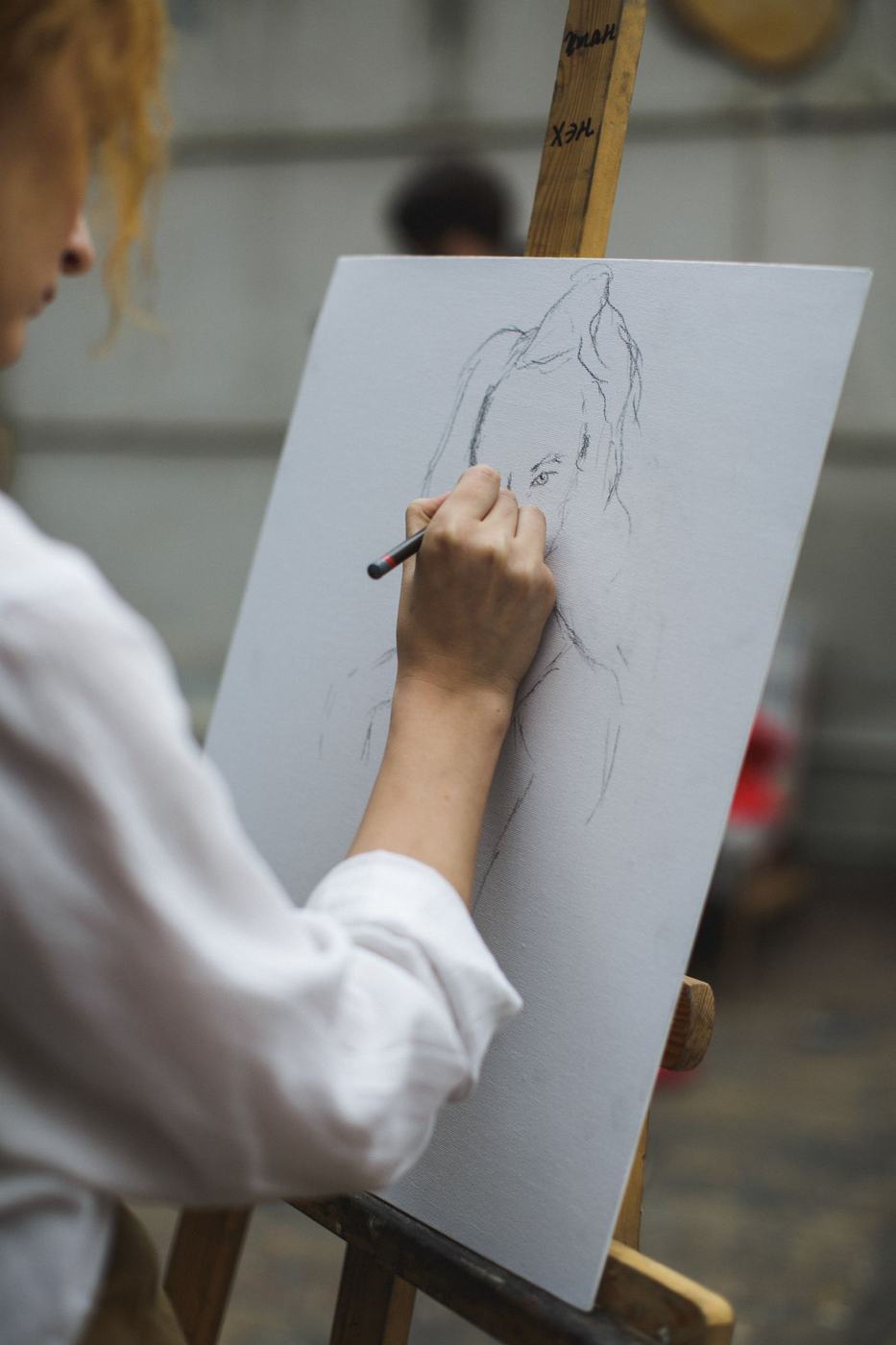 A person sketching